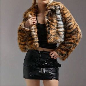 Wild Rose Faux Fur Tiger Stripe Jacket